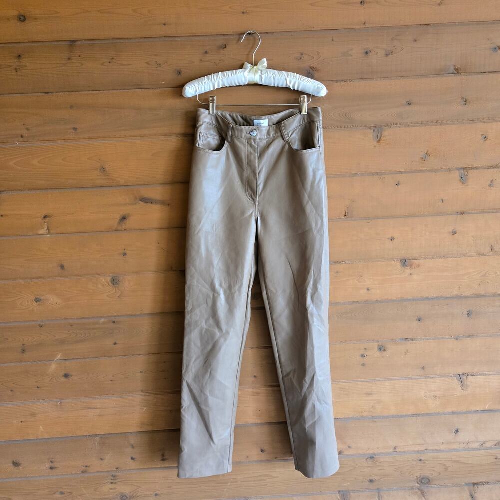 Aritzia Melina Faux Leather Pant Constant Camel 8 Straight Leg Tan High Rise - Picture 2 of 6